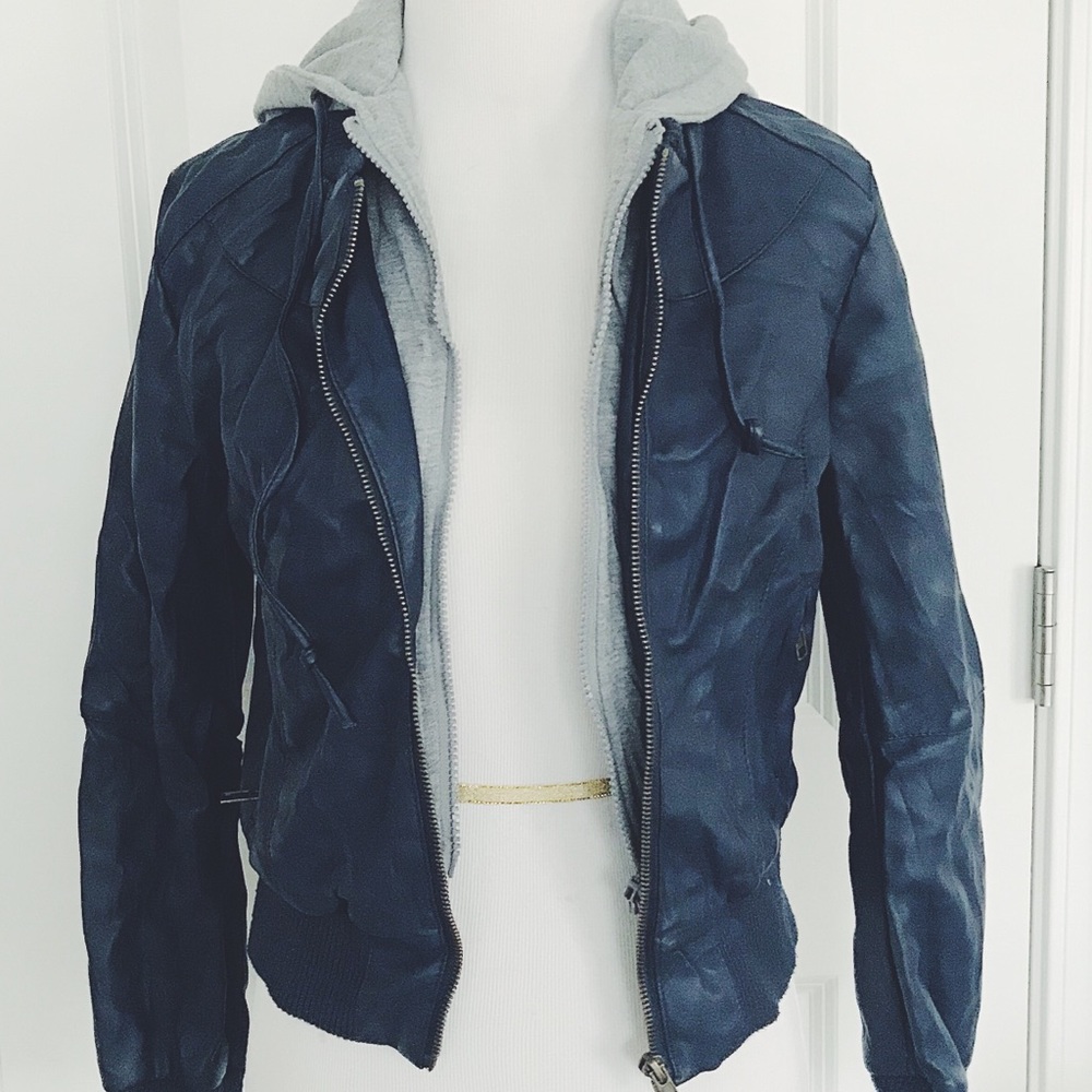 FAUX leather hoodie